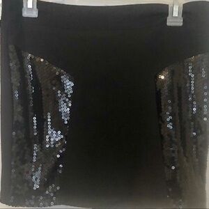 Juniors Semi-Sequined Mini Skirt Black Medium